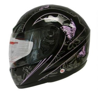 Pink Black Butterfly Motorcycle Full Face Helmet DOT ~S/M/L