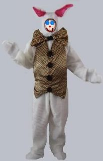 mr easter bunny rabbit costume adult vest bowtie hood white fun fur 