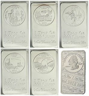Troy Ounce Bar Set .999 SILVER Clad (2003) State Quarter First 