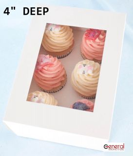 deep white cup cake boxes with window