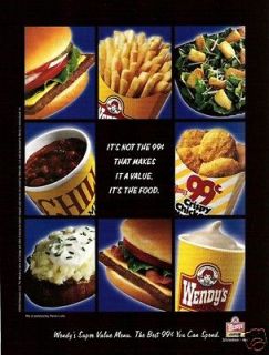   Super Value Menu Hamburgers Fries Chili Chicken Caesar Salad Ad