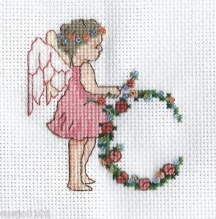 Completed Cross Stitch Girl Daughter Baby Angel Alphabet Letter C