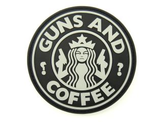 JTG GUNS AND COFFEE Black/Gray STARBUCKS PVC VELCRO PATCH ill Gear 