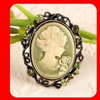   Victorian Green Vintage st CAMEO Pin Brooch Pendants for necklace e