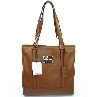   Calvin Klein Genuine Leather Brown Light Brown Tote Purse Handbag Bag