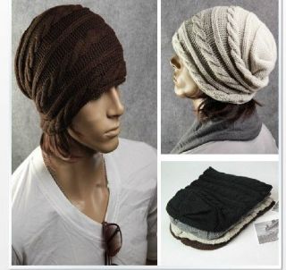   Oversized Warm Knit Baggy Beanie Hat Cap Cable Knit Hat / 4 colours