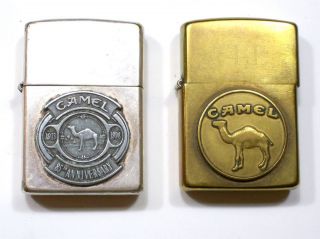 Vintage Zippo 2 Lighter Camel 85 Anniversary 1998 & 1992 Brass