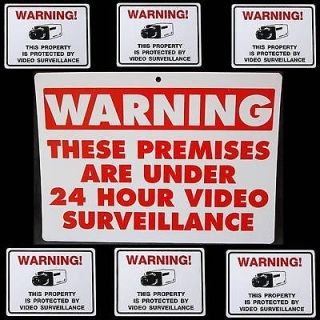 LOT OF WARNING 24 HOUR VIDEO SECURITY CAMERAS IN USE SIGN+WINDOW 