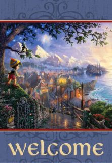    Thomas Kinkade Disney Pinocchio Wishes Upon A Star Estate Size Flag