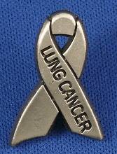 Lung Cancer Pewter Gray Awareness Ribbon Pin Tac NIB