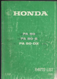 Honda PA50,PA50DX Camino (1981) Fully Illustrated Parts Catalogue PA 