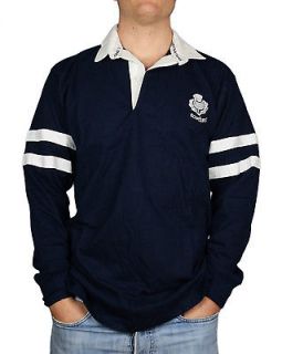 Great Gift Mens Scotland Rugby Top Shirt 2 Stripe Long Sleeve Navy