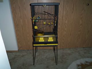 Vintage Pacific Metal Bird Cage w/ Stand   removable Lid & Accessories