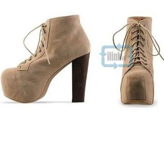 Ladies 4 Color Lita platforms high heels Lace Up Ankle shoes boots 5.5 