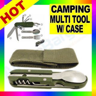 Camping Multi Tool Set Knife Spoon Cork Screw Bottle Opener Survival 