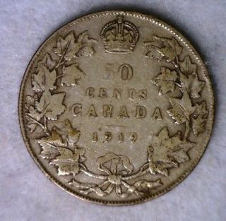 CANADA 50 CENTS 1919 FINE SILVER CANADIAN COIN