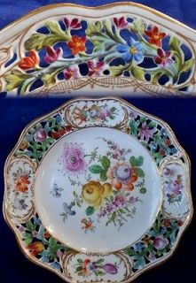 Dresden~19C EXQUISITE CARL THIEME HAND PAINTED PIERCED 10¼ PLATE~Old 