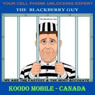 Koodo Mobile Canada   Curve 9320 9360 9380 Blackberry Unlock Code Inst 