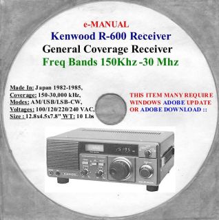 Kenwood R 600 Digital Classic Shortwave Receiver, R 600 Owners Manual 