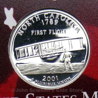 2001 S North Carolina State Quarter   Gem Proof Deep Cameo (90% Silver 