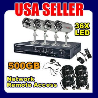   Outdoor CCTV Security Camera System DVR 500GB 4CH H.264 Internet @ USA