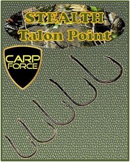 CARP FORCE STEALTH TALON POINT CARP HOOKS MICRO BARBED SIZE 12 WIDE 