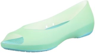 Crocs Carlie flat Womens 8 Celery Aqua NWT NEW Mary Jane Dress Shoe 