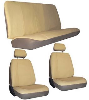 LIGHT TAN FAUX LEATHER 6 PIECE RACING CAR SEAT COVERS #E (Fits Toyota 