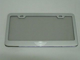 MINI COOPER *LOGO* chrome metal license plate frame +screw caps (Fits 