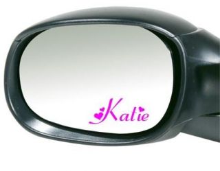 2x Personalised Custom Name Car Mirror Stickers   Great Birthday Gift 