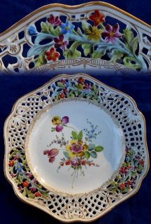   EXQUISITE CARL THIEME HAND PAINTED PIERCED 10¼ PLATE~Old Mark (c