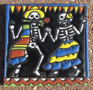 MEXICAN TALAVERA POTTERY 4 CERAMIC Day of the Dead Dancing Dancers 