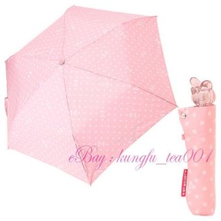 Sanrio My Melody DieCut Pink Compact 3 Section Fold Umbrella 34.5 