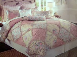 NIP $249 NOBLE EXCELLENCE CECILE KING QUILT PASTEL FLORAL RUFFLED 