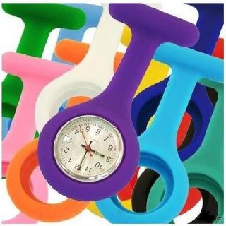 Nurse Silicone Fob Tunic Watch Many Colours Silicone Strap, Brooch