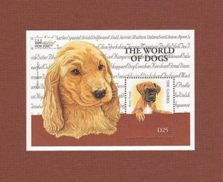 Boxer puppy dog Cocker Spaniel souvenir sheet stamp MNH