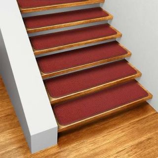Set of 12 SKID RESISTANT Carpet Stair Treads BRICK RED runner rugs