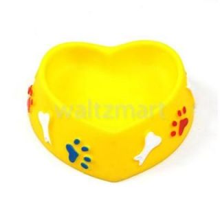   Feeder Heart Shape Plastic Food Water Dish Bowl for Dog Cat Puppy Pet
