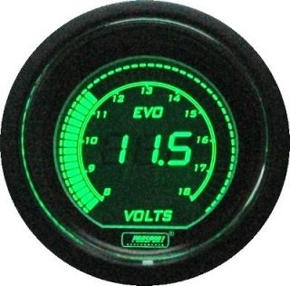 PROSPORT 52mm EVO Series Digital Green / White Led Volt Voltage 