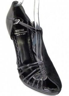 Moschino Cheap & Chic Shoes   $595 Black Suede Patent Bootie Sandals 