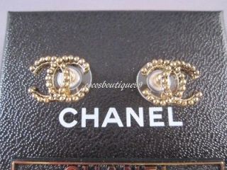 Auth CHANEL 11A Gold Baroque CC Stud Earrings NEW