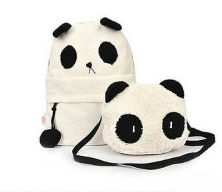 Women girl Cartoon bear panda bag canvas Backpack Shoulder School bags
