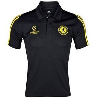 Mens Chelsea FC UCL Polo Shirt   Size S M L XL XXL   Black/Yellow