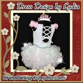 479Z White High Glitz Wedding Beauty Dance Pageant Dress Costumes 5 6Y