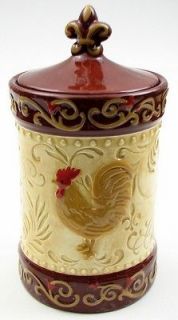  De Lis Rooster Cookie Jar Canister Ceramic W/ Seal Kitchen Decor NEW