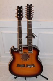 TENNESSEE LEFT HANDED DOUBLE NECK 12/6 STRING ELECTRIC ACOUSTIC GUITAR