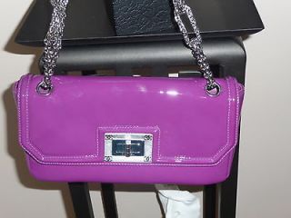Authentic CHANEL CLASSIC Patent Leather Flap Purple Bag Handbag Purse 