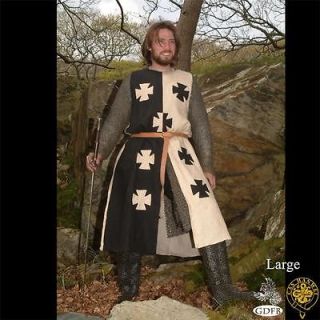 MEDIEVAL KNIGHT CRUSADER Middle Ages Black Natural Sleeveless TUNIC 