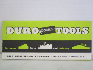 Vintage Duro Power Tools; Chicago, Ill Advertisement