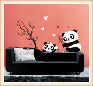   Vinyl Wall Sticker Mural Decal Art   Panda and Cherry Blossom Tree